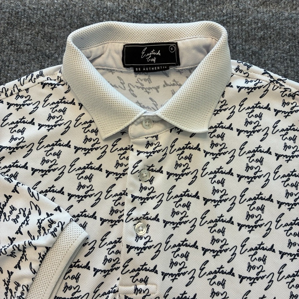 Eastside Golf Polo Shirt Mens Small Script Monogram Print Stretch Performance